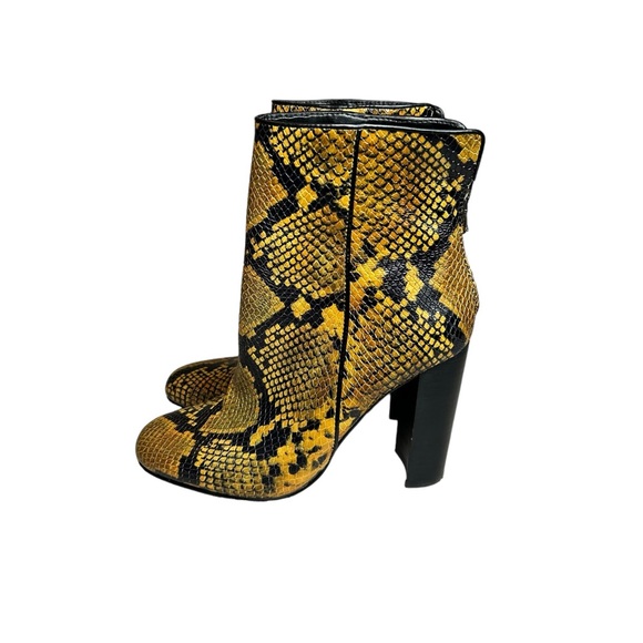 Aqua Soren Yellow Snake Print Block Boot Heels - Picture 4 of 10